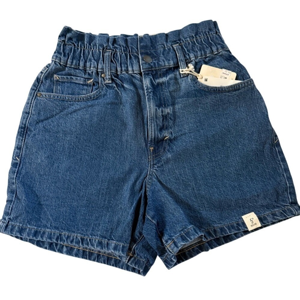 ANA A New Approach High Rise‎ Midi Denim Shorts Med Blue Pebble Size 8 NEW